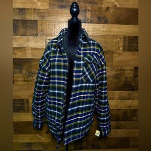 NEW NWT Edgar & Ash Navy Blue Green Plaid Jacket Coat M Medium